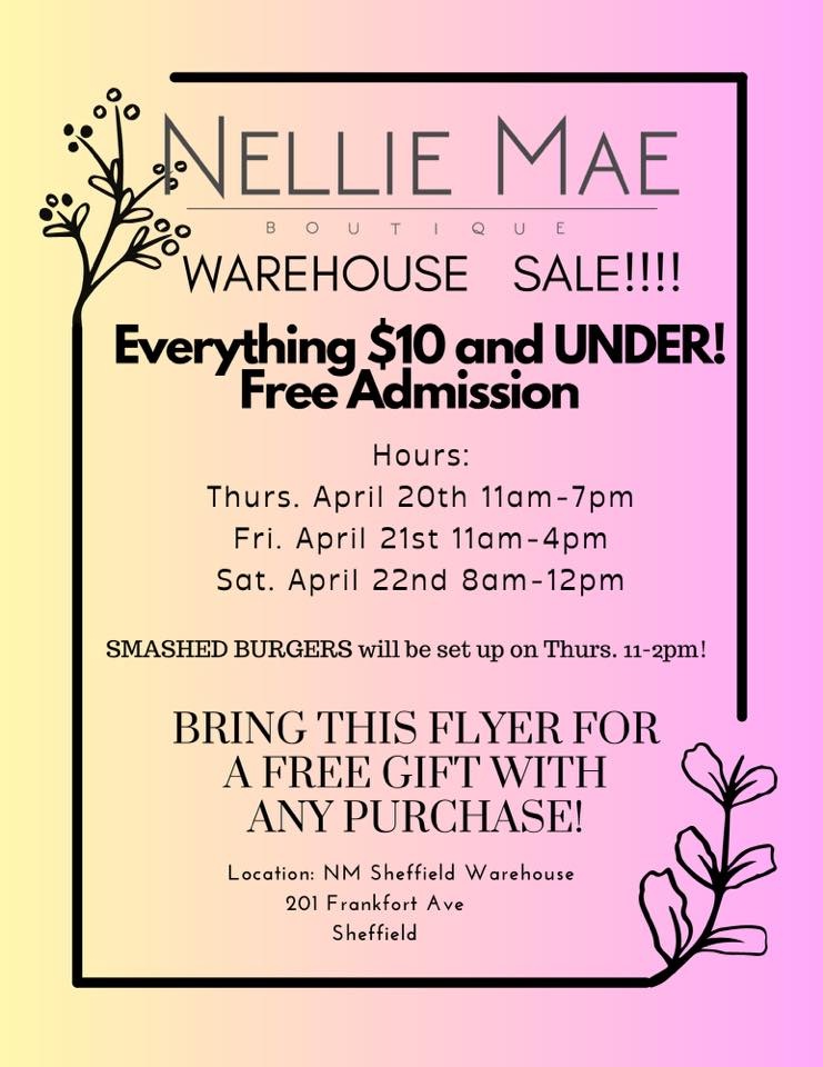 Nellie Mae 12th BIRTHDAY WAREHOUSE SALE