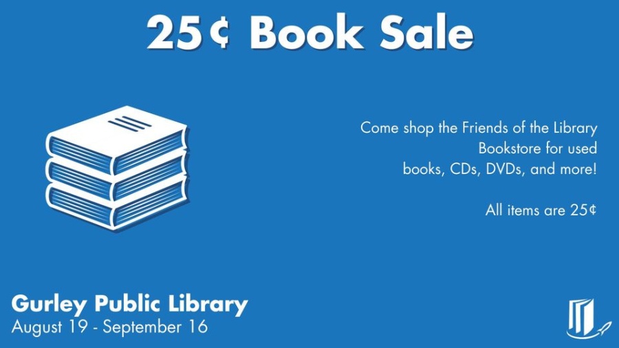 25¢ Book Sale at Gurley Public Library